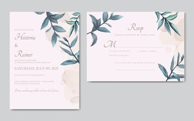 Elegant soft pastel watercolor wedding invitation template