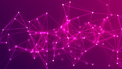 Abstract technology background. Network connection structure on pink background. 3D rendering.