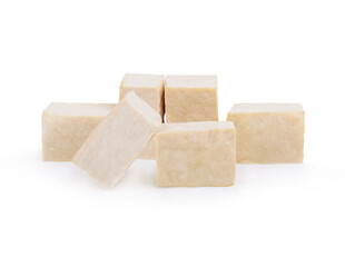 closeup tofu isolated on white background