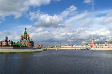 Fototapeta premium View of the Kremlin city of Yoshkar-Ola in summer in sunny weather