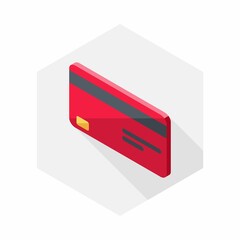 Credit card Red left view icon vector isometric.