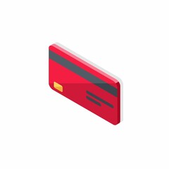 Credit card Red left view - Shadow icon vector isometric.