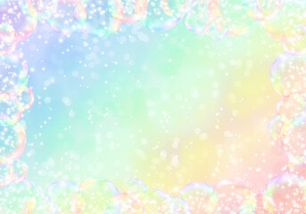 Soap bubbles on rainbow colors background
