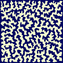 Yellow abstract pattern on a dark blue background. Jagged lines create a unique pattern.