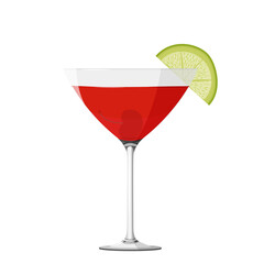 Cosmopolitan cocktail realistic vector illustration. Isolated on white background.