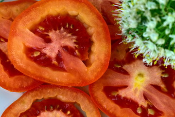 tomato slices on a plate