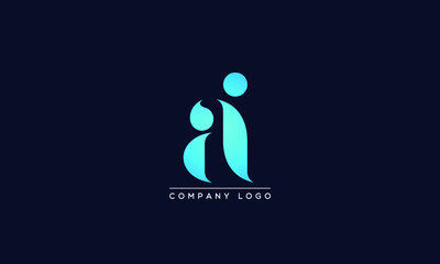 Initials AI or IA Logo Creative Template Sign Vector