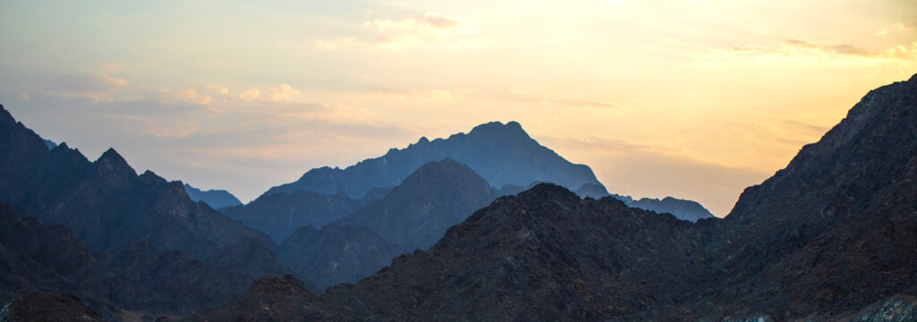 Spectacular sunset over the mountain