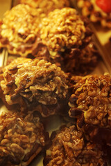 display of delicious looking cakes in a street bar