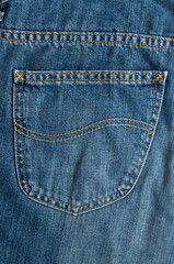 Fototapeta premium Blue Denim jeans close up detail. Textures and backgrounds. Fashion and casual trendy clothing