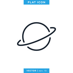 Planet Icon Vector Logo Design Template. Editable Stroke.