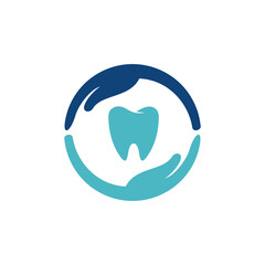 dental care vector, teeth with hand vector logo