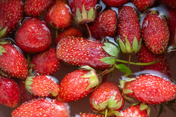 Texture background with strawberry under water