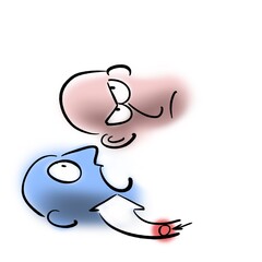 Choked blue-faced man can't speak