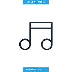 Music Note Icon Vector Design Template. Editable Stroke.