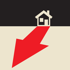home prices are going down,a value decline illustration.