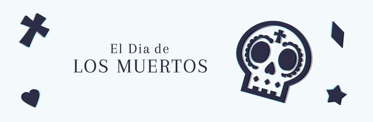 Sale web banner for the Dia de Muertos, Day of the Dead, promotions.