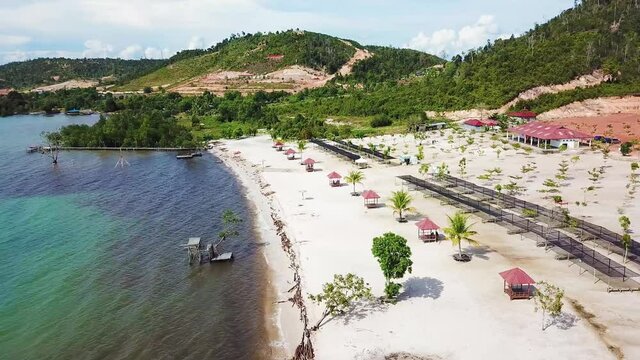 Aerial shot of beach resort Viovio Batam Indonesia