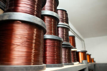 copper spools, copper cable production, electric motor repair plant