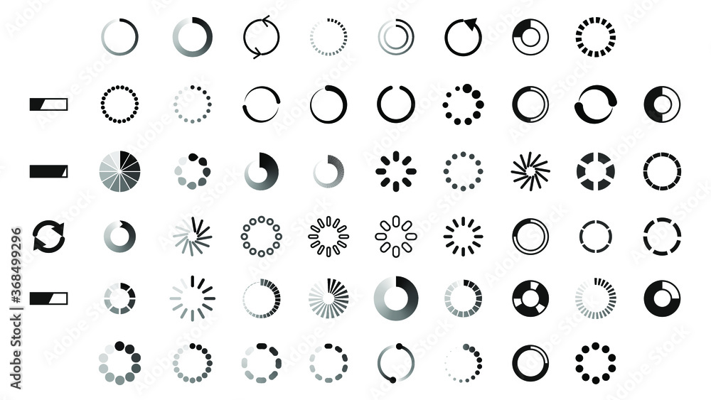 Poster set collection black line load status icons vector design style