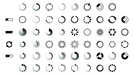 Set Collection Black Line Load Status Icons Vector Design Style