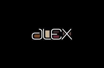 Alex Name Art in a Unique Contemporary Design in Java Brown Colors