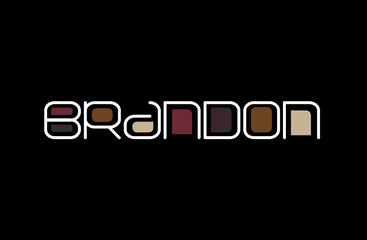 Brandon Name Art in a Unique Contemporary Design in Java Brown Colors