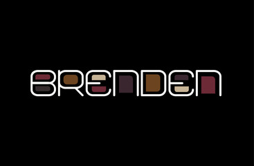 Brenden Name Art in a Unique Contemporary Design in Java Brown Colors