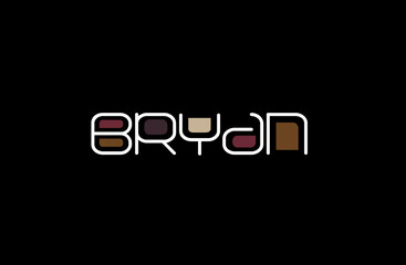 Bryan Name Art in a Unique Contemporary Design in Java Brown Colors