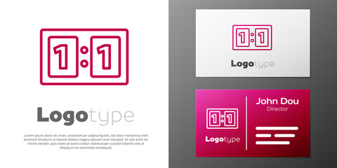 Logotype line Sport mechanical scoreboard and result display icon isolated on white background. Logo design template element. Vector Illustration.