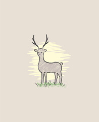 Creative design of deer in field illustration