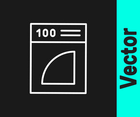 White line Coffee paper filter icon isolated on black background. Vector Illustration.