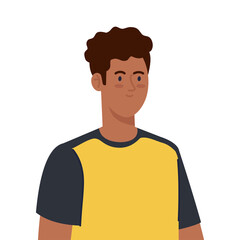 young man afro with casual clothes on white background