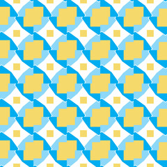 Vector seamless pattern texture background with geometric shapes, colored in blue, yellow, white colors.
