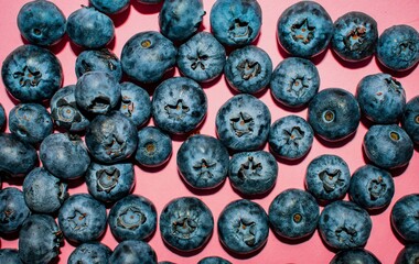 texture blueberries background, top view, close-up