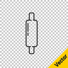 Black line Rolling pin icon isolated on transparent background. Vector Illustration.