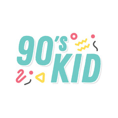90's Kid, Retro Text, 1990's, Nostalgia Vector Text Illustration Banner Background