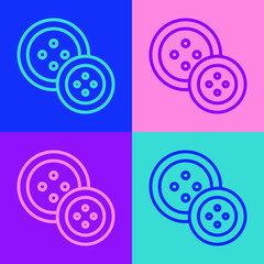 Pop art line Sewing button for clothes icon isolated on color background. Clothing button. Vector Illustration.