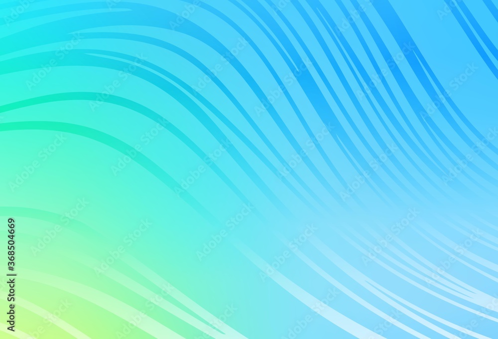 Poster light blue, green vector texture with wry lines.
