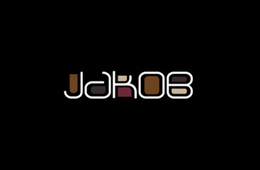 Jakob Name Art in a Unique Contemporary Design in Java Brown Colors