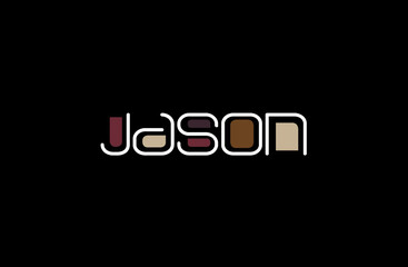 Jason Name Art in a Unique Contemporary Design in Java Brown Colors