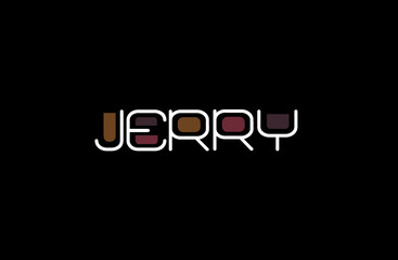 Jerry Name Art in a Unique Contemporary Design in Java Brown Colors