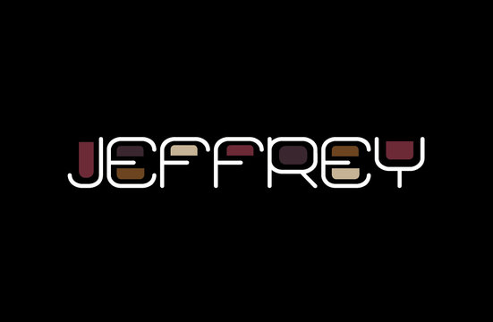 Jeffrey Name Art in a Unique Contemporary Design in Java Brown Colors