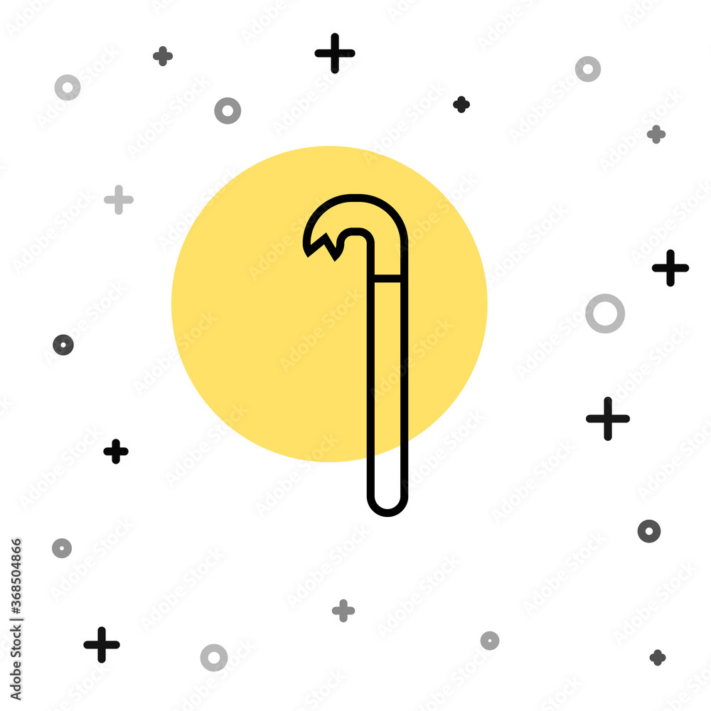 Poster black line crowbar icon isolated on white background. random dynamic shapes. vector illustration.