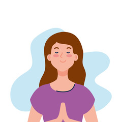 meditating woman on white background
