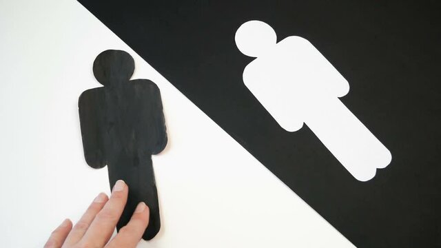 black lives matter concept, African American and white people symbol on black background