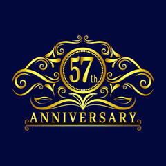 57 years Anniversary logo, luxurious 57th Anniversary design celebration.