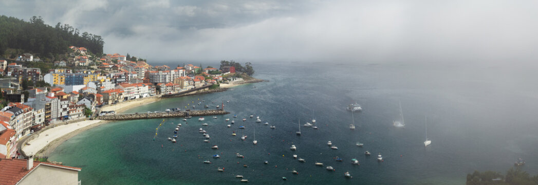 Panoramic view from the Granxa lookout. Granxa lookout is placed in ria (estuary) of Pontevedra