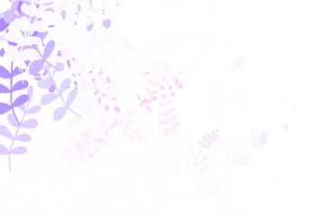 Light Purple, Pink vector doodle pattern with leaves.