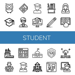 student simple icons set